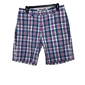 Vineyard Vines Breaker Shorts Mens Size 33 Plaid Red Blue Casual Preppy